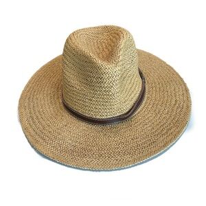 Men's Straw Fedora Hat with Brown Band - Natural